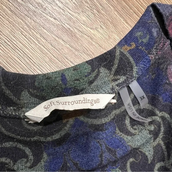 Soft Surroundings Floral Scoop Neck Handkerchief Hem Long Tunic Paisley Size 3X - Picture 11 of 12